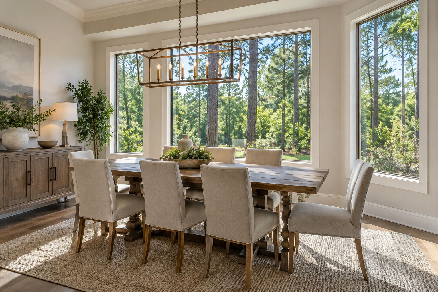 A bright Texas living room, illustrative